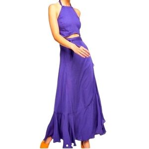 Free People Strappy Maxi Dress Bring on the Heat Gauze Wrap Skirt Purple Size S